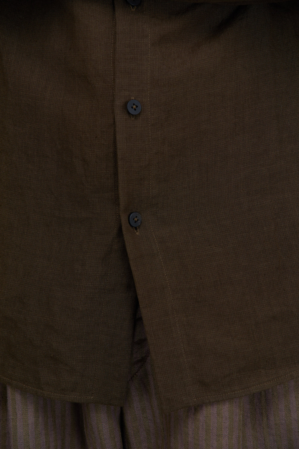 Puppytooth Mandarin Collar Shirt Khaki Brown