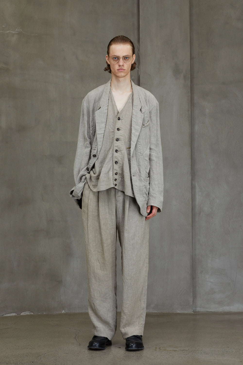 Hidden Patchwork 2 Button Jacket Faded Stone