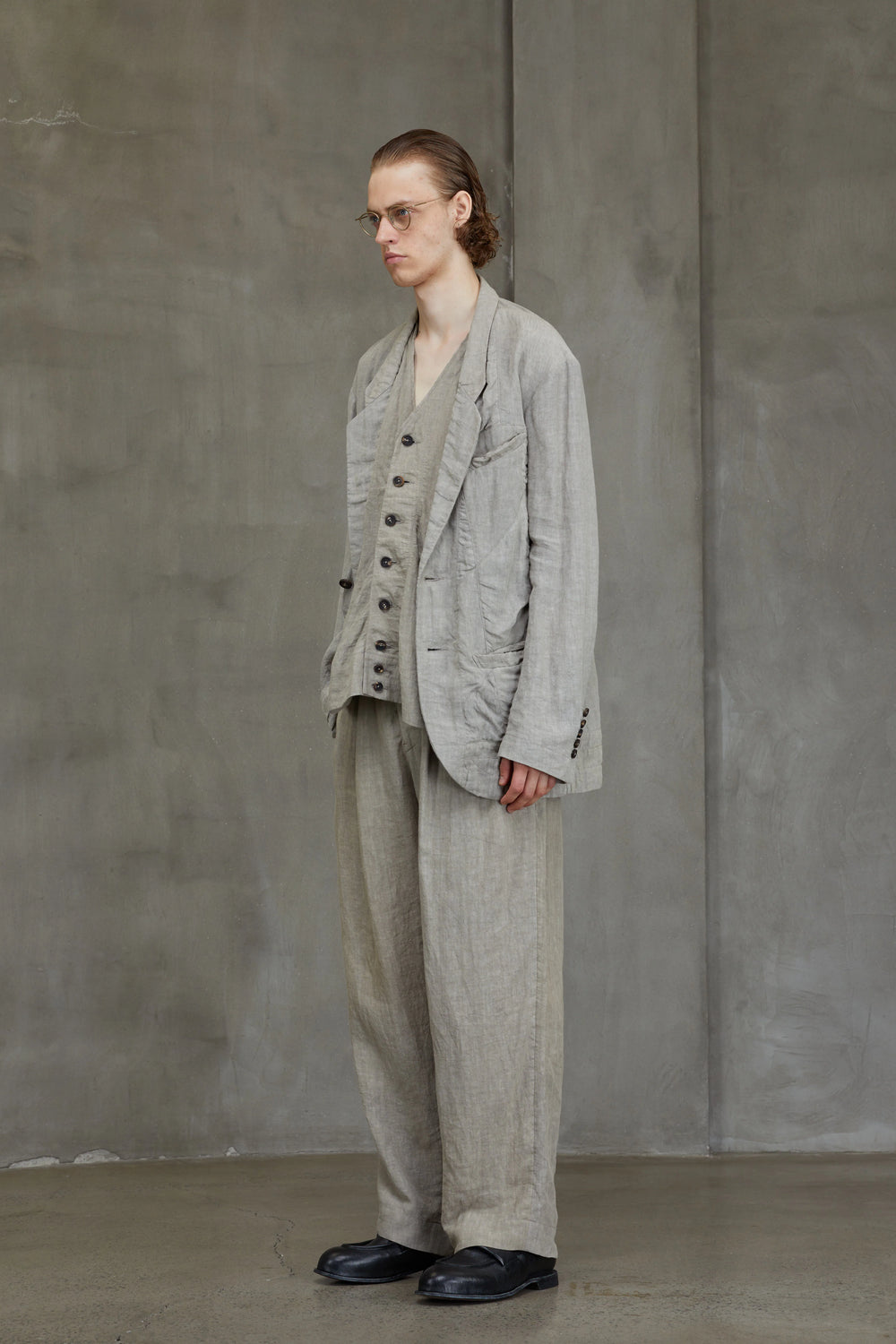 Hidden Patchwork 2 Button Jacket Faded Stone