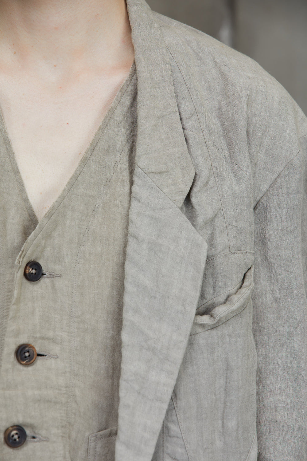 Hidden Patchwork 2 Button Jacket Faded Stone