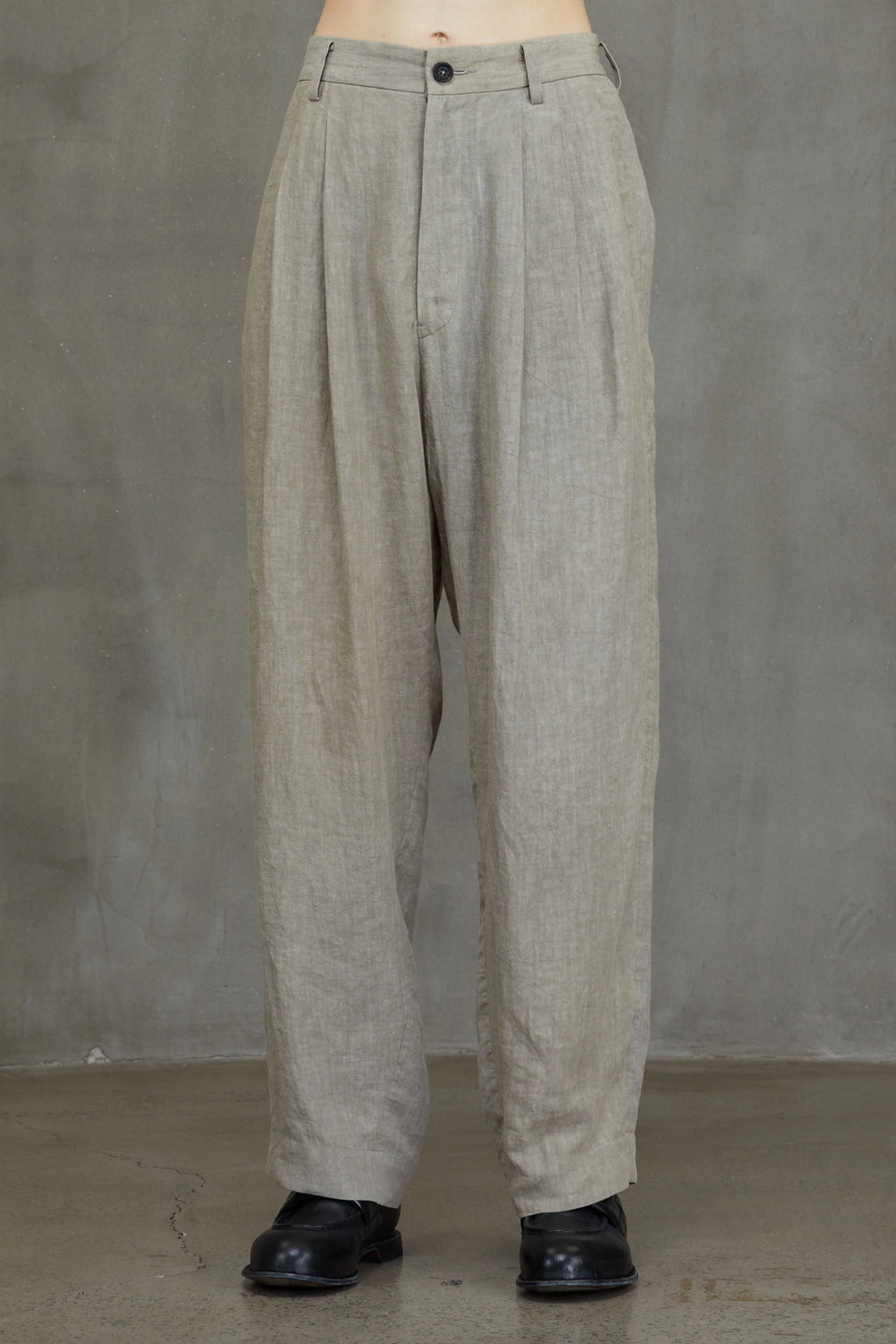 Front Pleats Wide Leg Trousers Dirty White