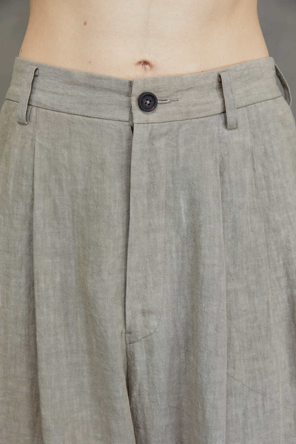 Front Pleats Wide Leg Trousers Dirty White