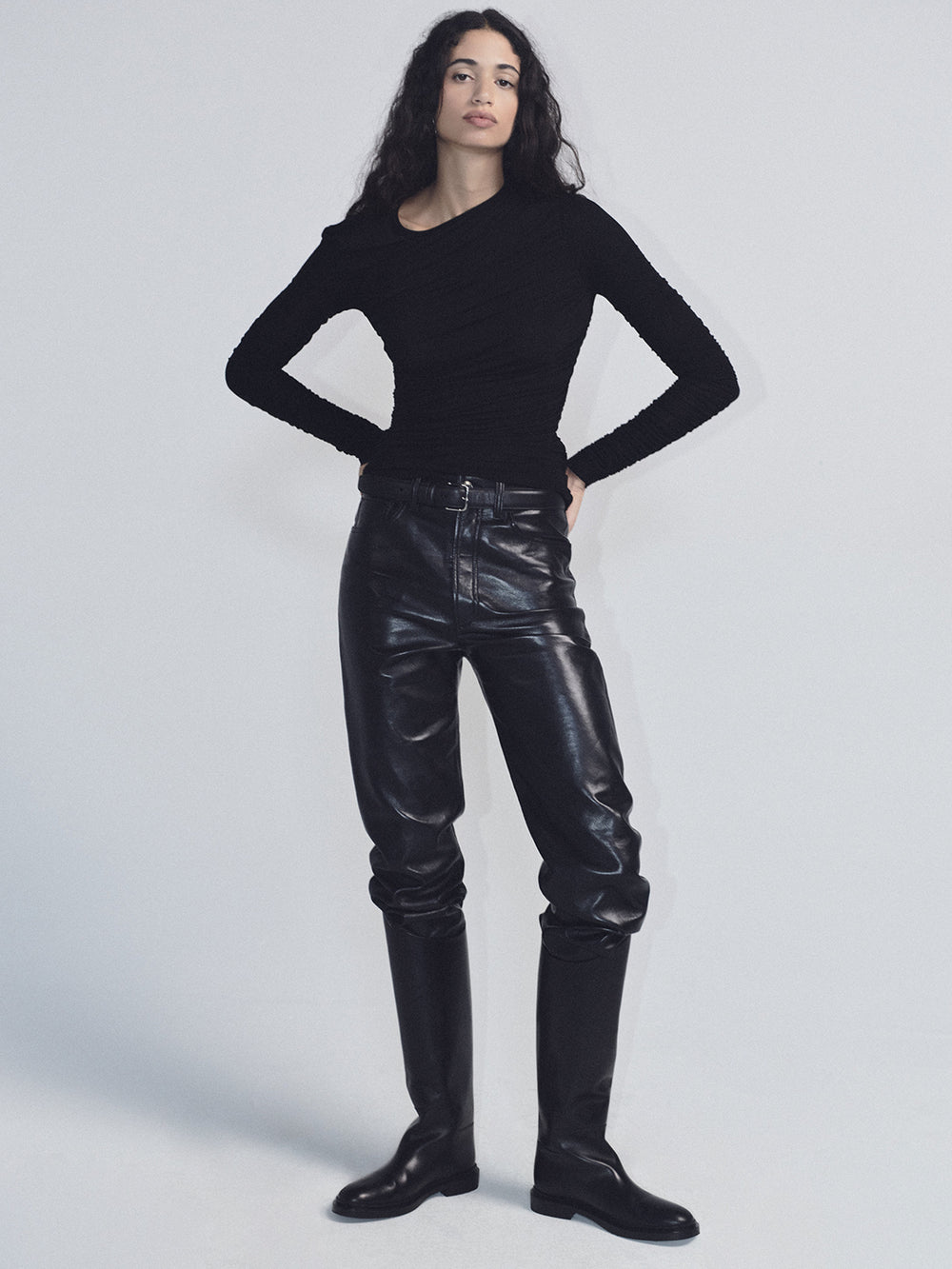 90s Pinch Waist Long in Leather Detox