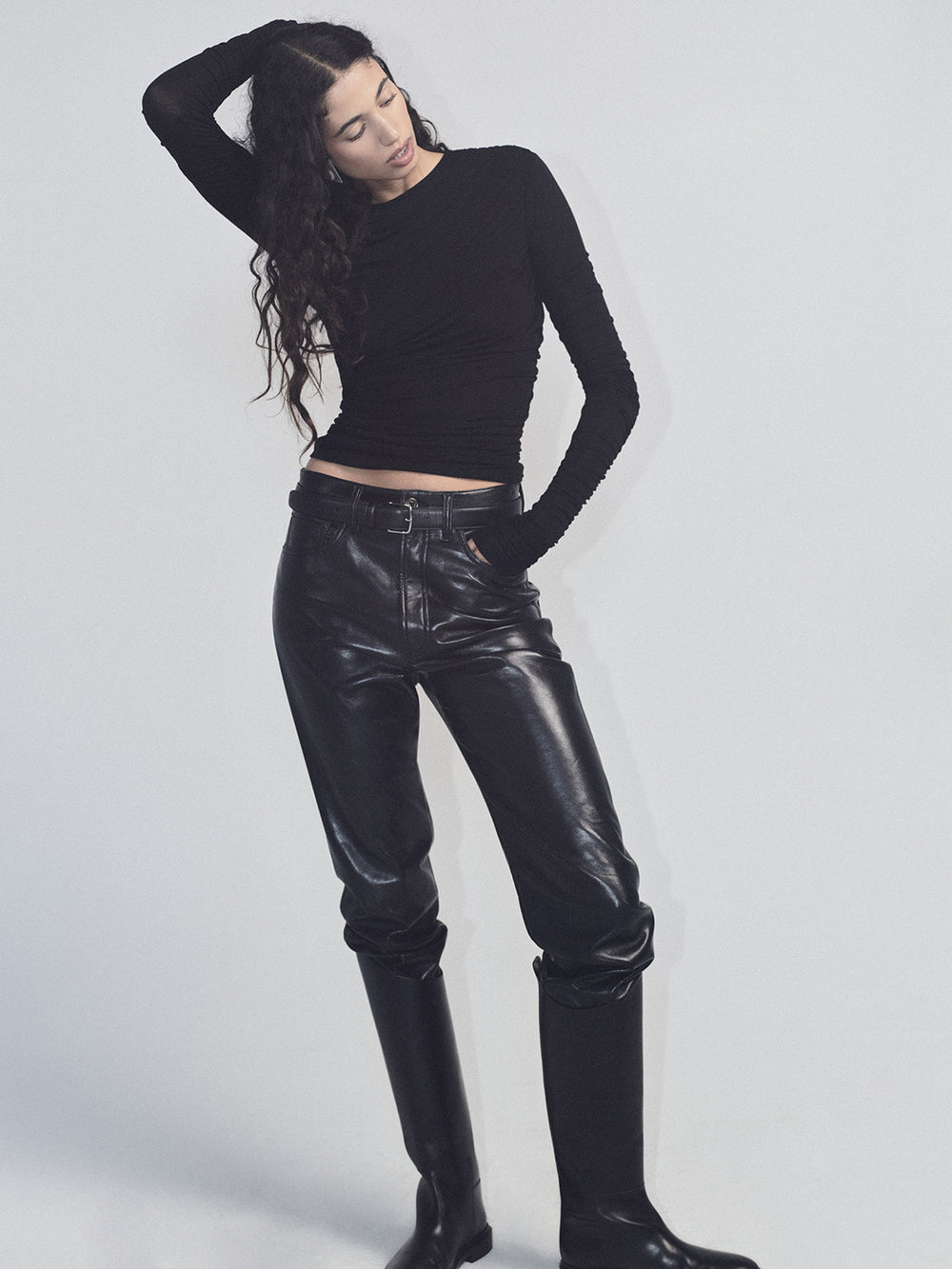 90s Pinch Waist Long in Leather Detox