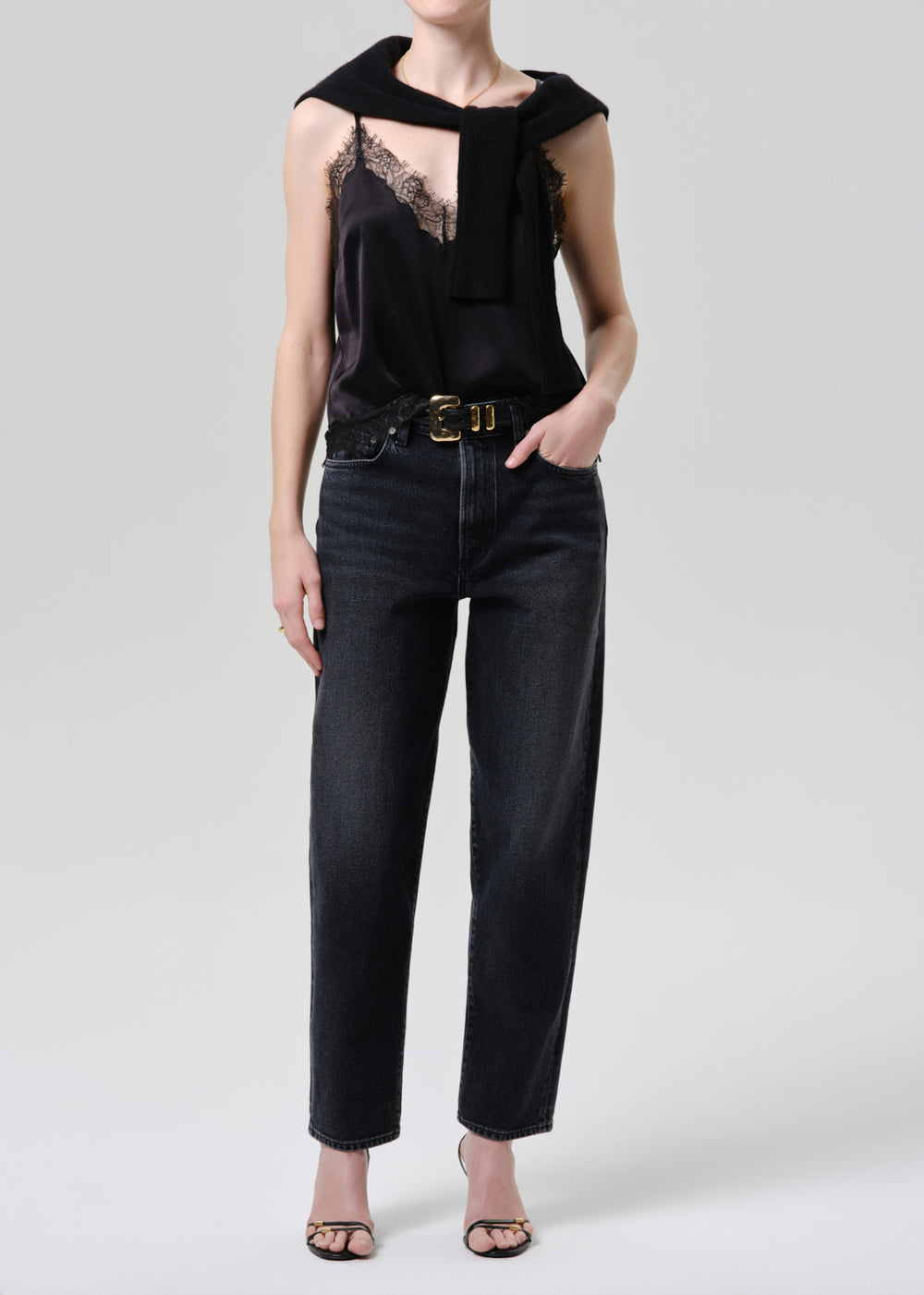 Lace Trimmed Cami Black
