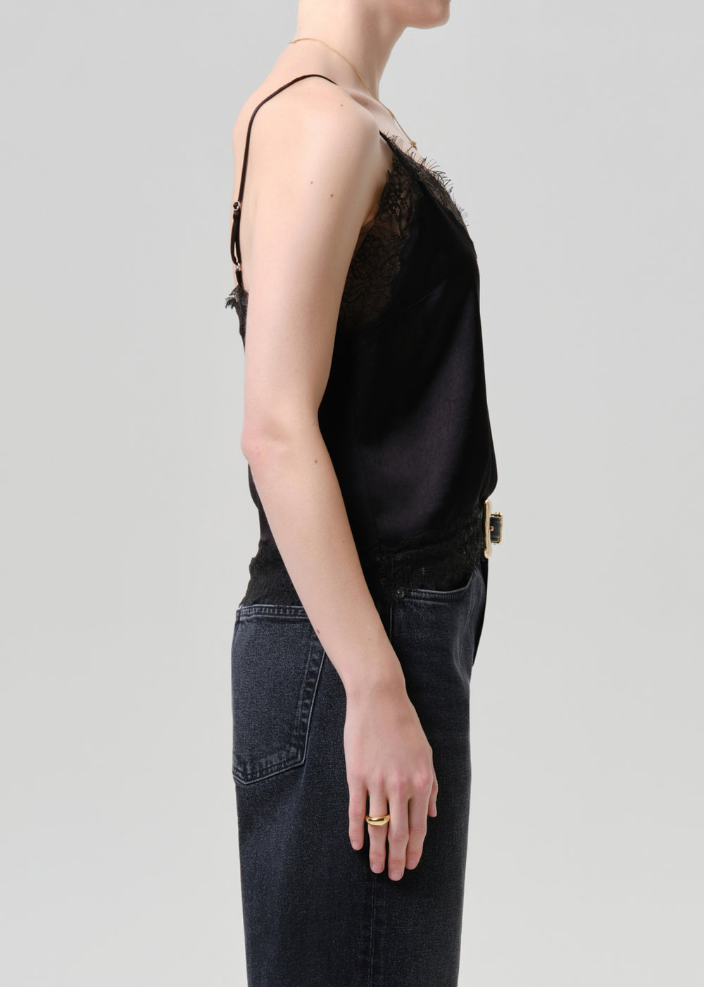 Lace Trimmed Cami Black