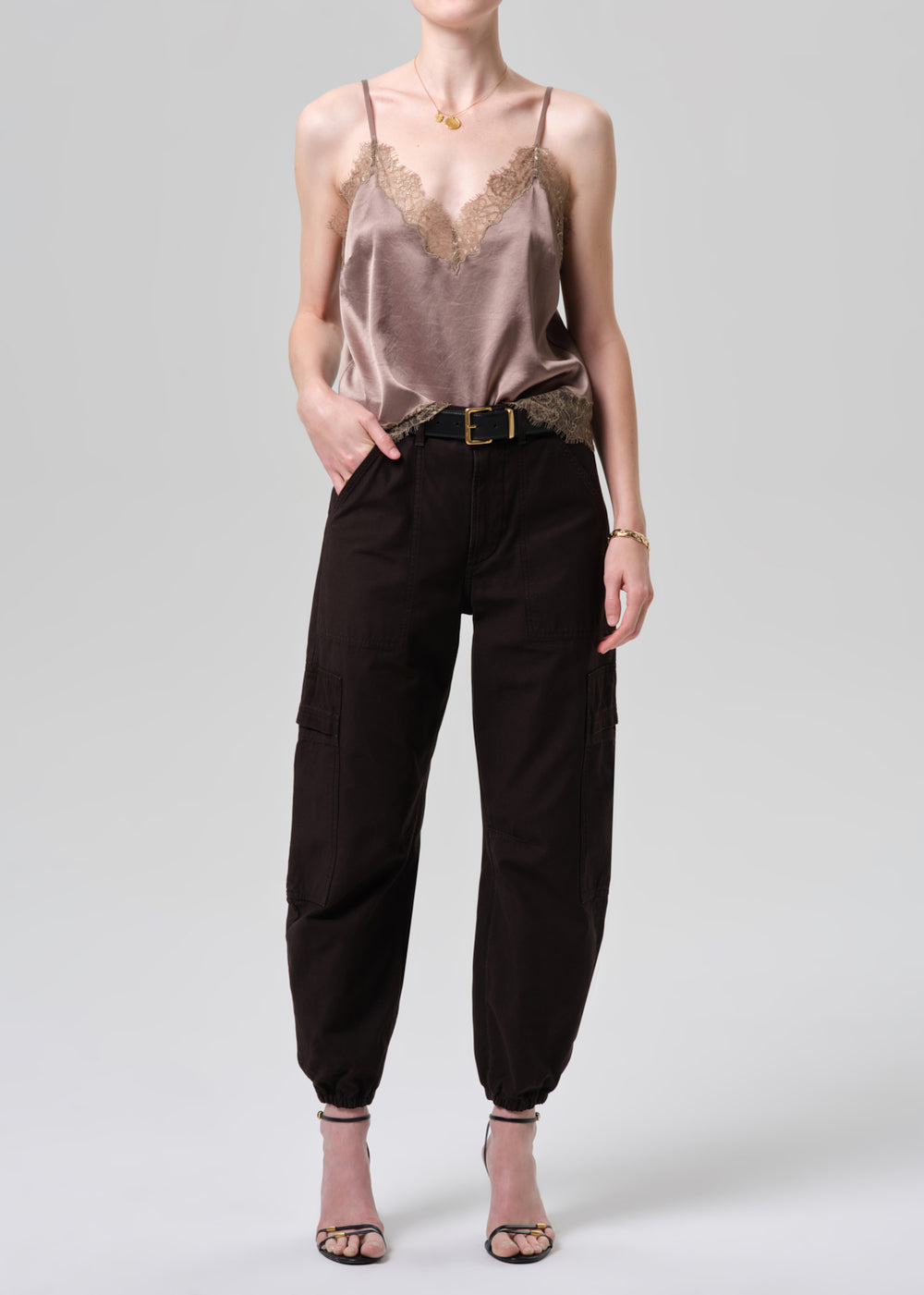 Lace Trimmed Cami Cocoa