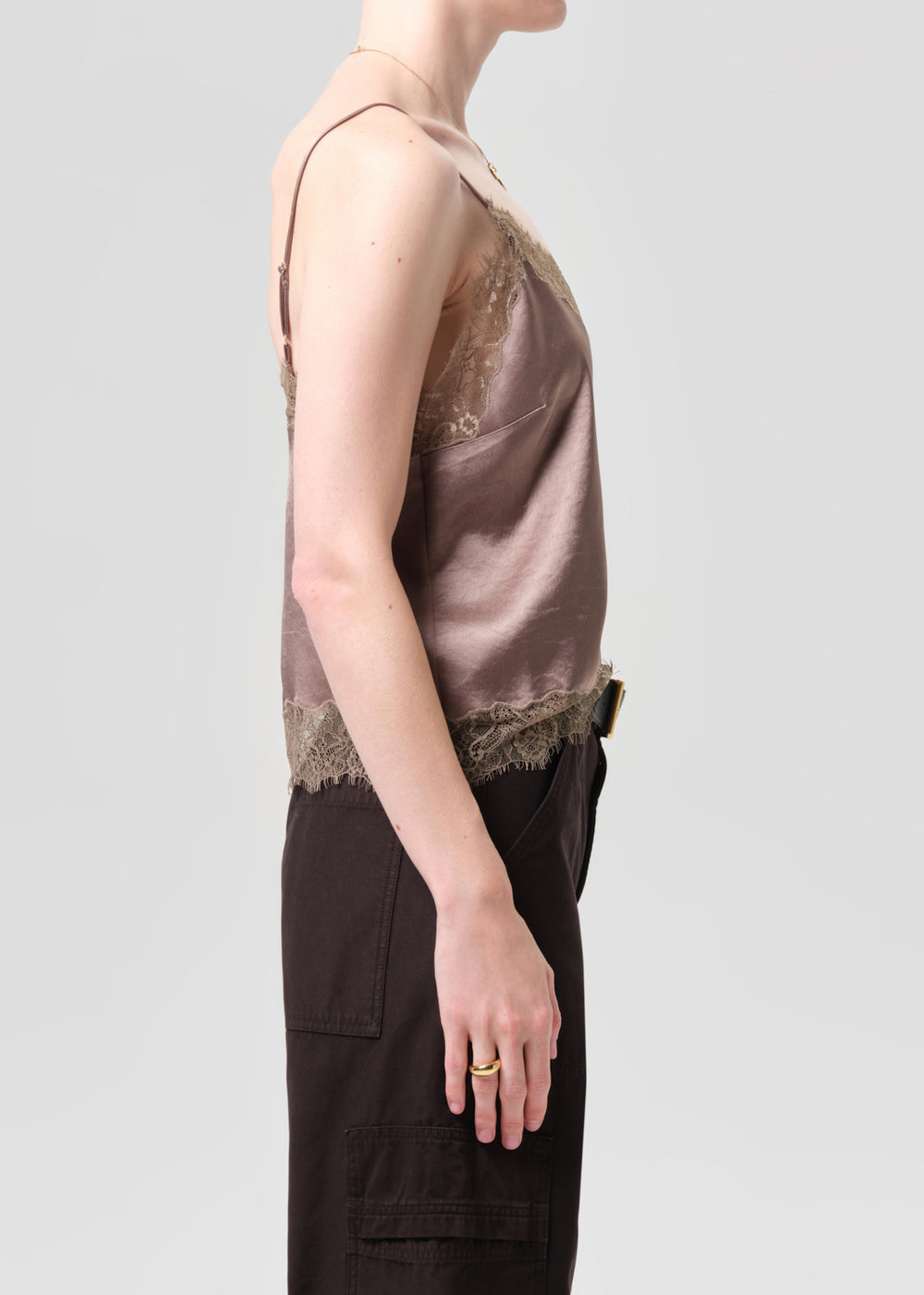 Lace Trimmed Cami Cocoa