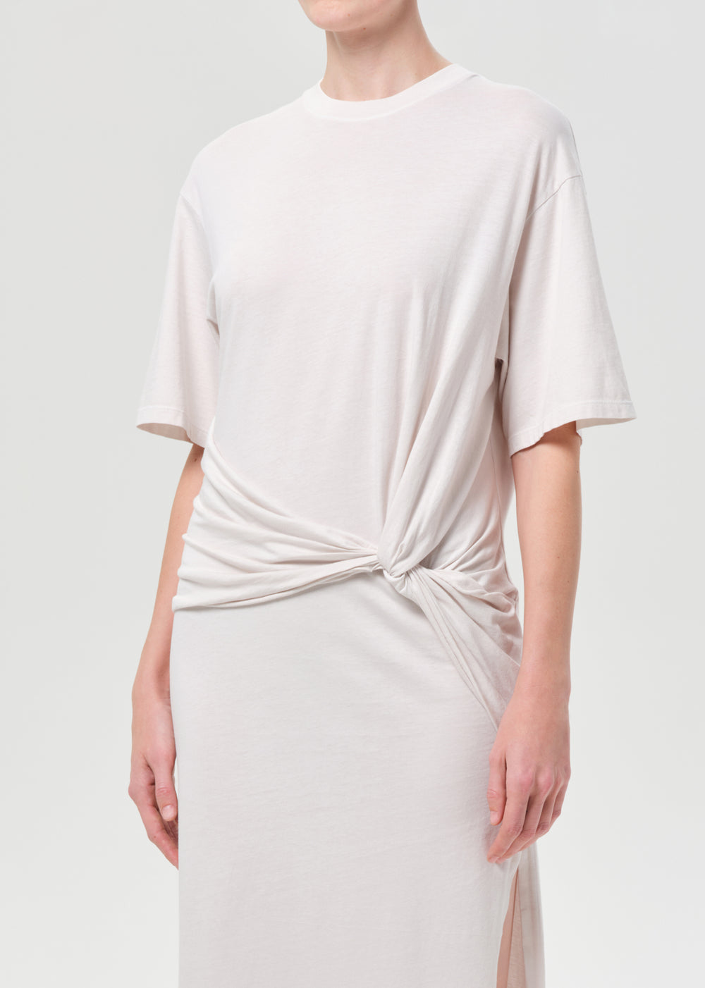 Zanna Maxi Twisted T shirt Dress Bone