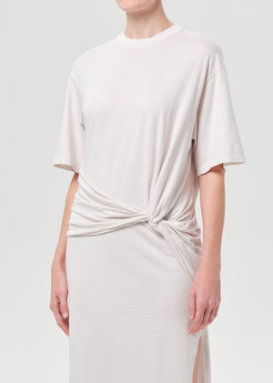 Zanna Maxi Twisted T shirt Dress Bone