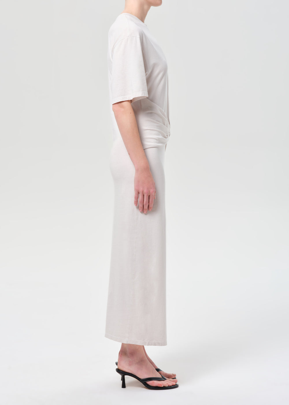 Zanna Maxi Twisted T shirt Dress Bone