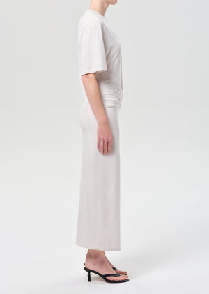Zanna Maxi Twisted T shirt Dress Bone