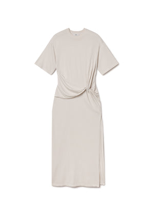 Zanna Maxi Twisted T shirt Dress Bone