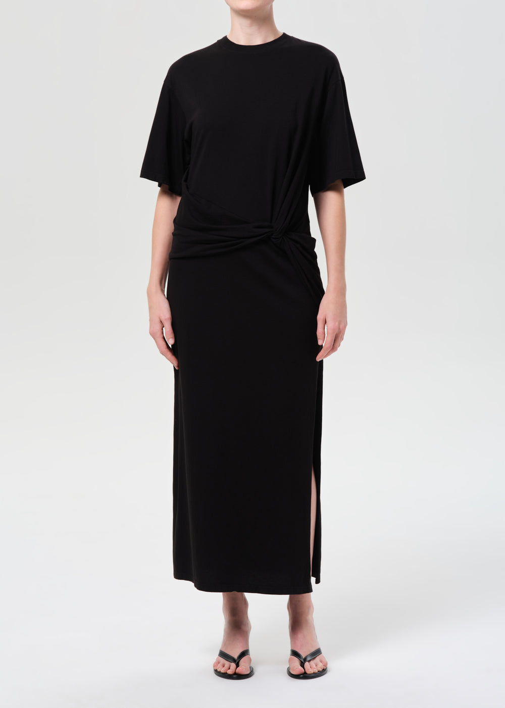 Zanna Maxi Twisted T shirt Dress Black