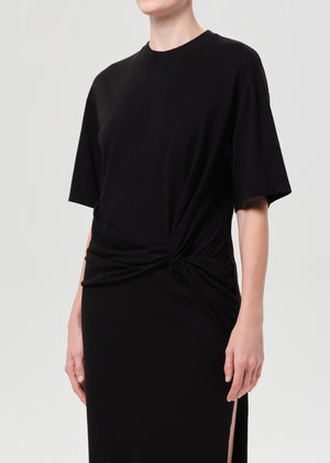 Zanna Maxi Twisted T shirt Dress Black