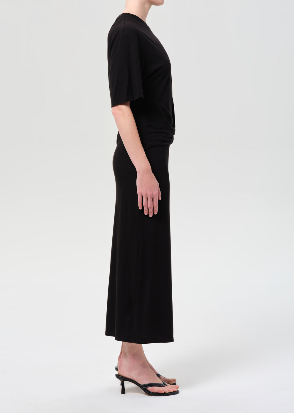Zanna Maxi Twisted T shirt Dress Black