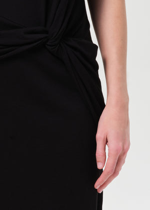 Zanna Maxi Twisted T shirt Dress Black