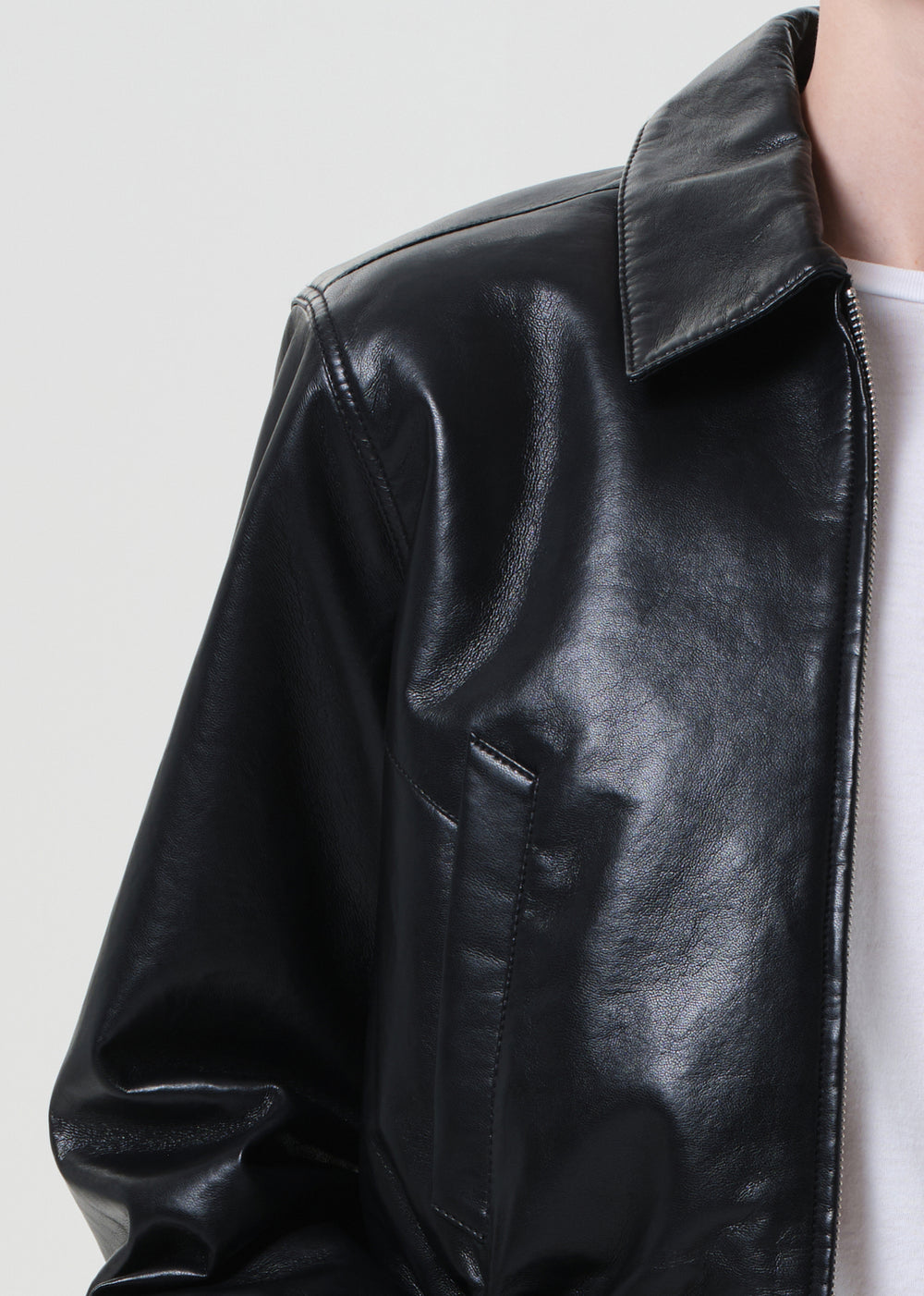 Essie Recycled Cropped Leather Jacket Black