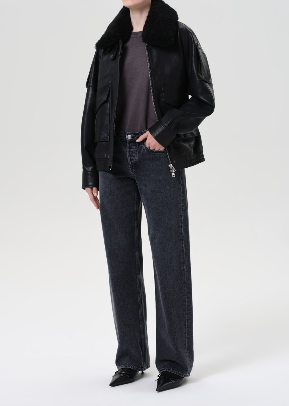 Avril Leather Jacket in Black