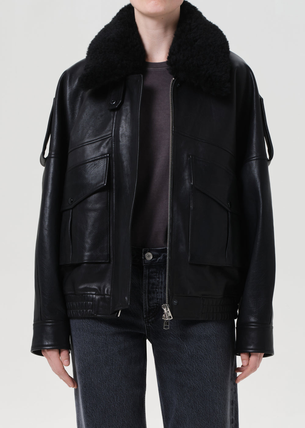 Avril Leather Jacket in Black