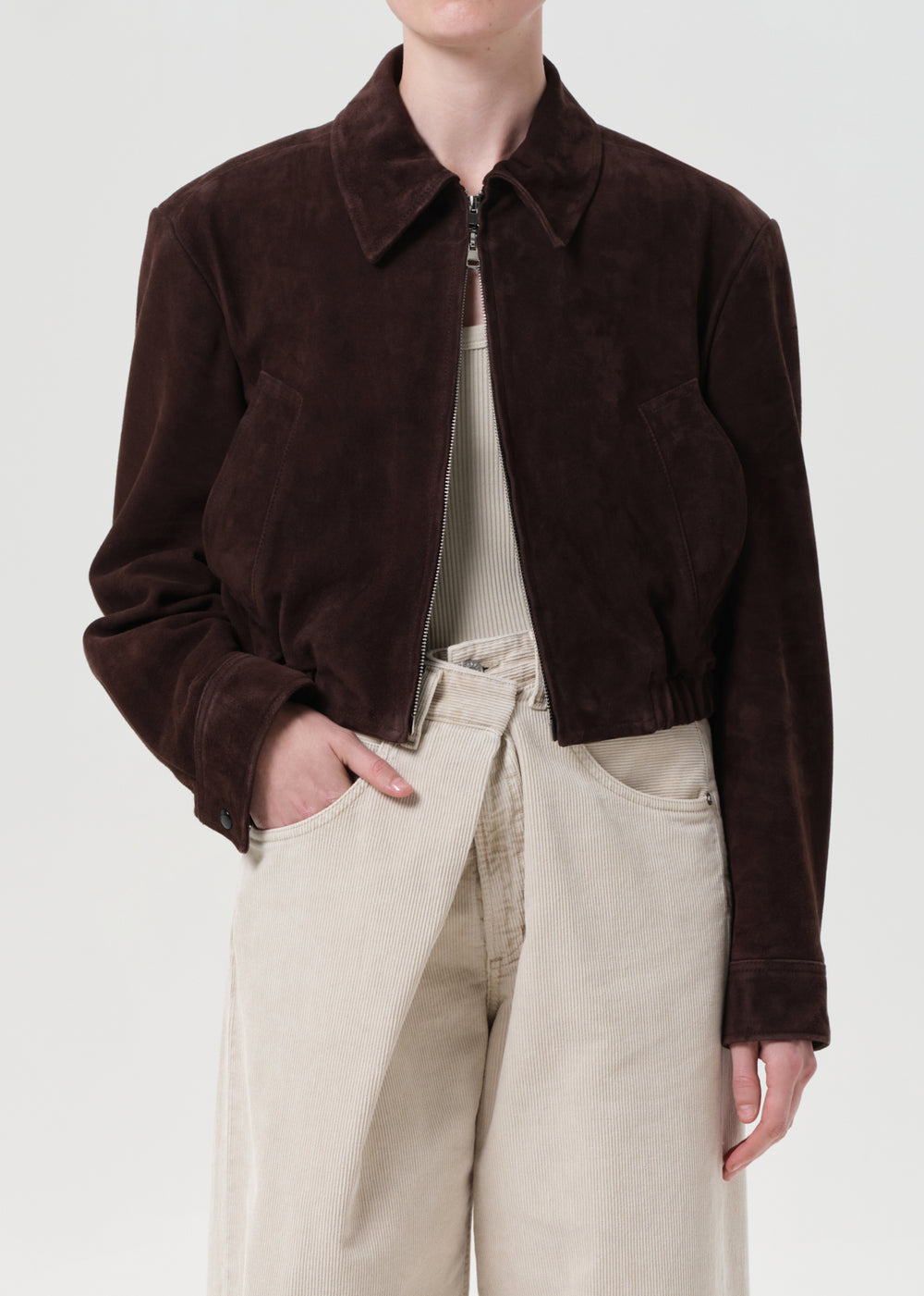 Nahla Cropped Suede Jacket Root