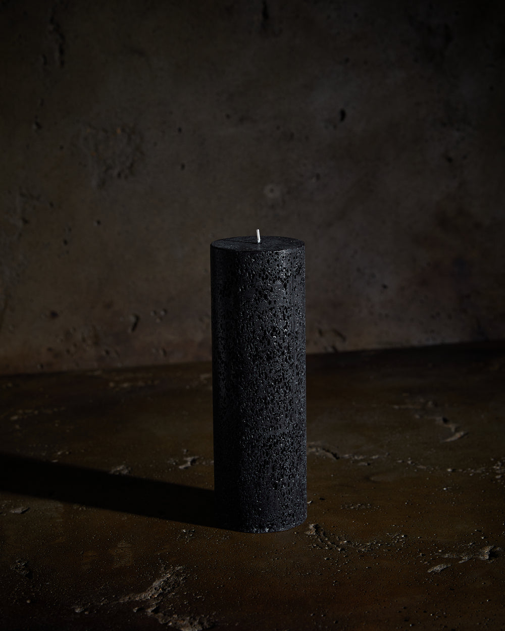 Textured Pillar Candles Black Large