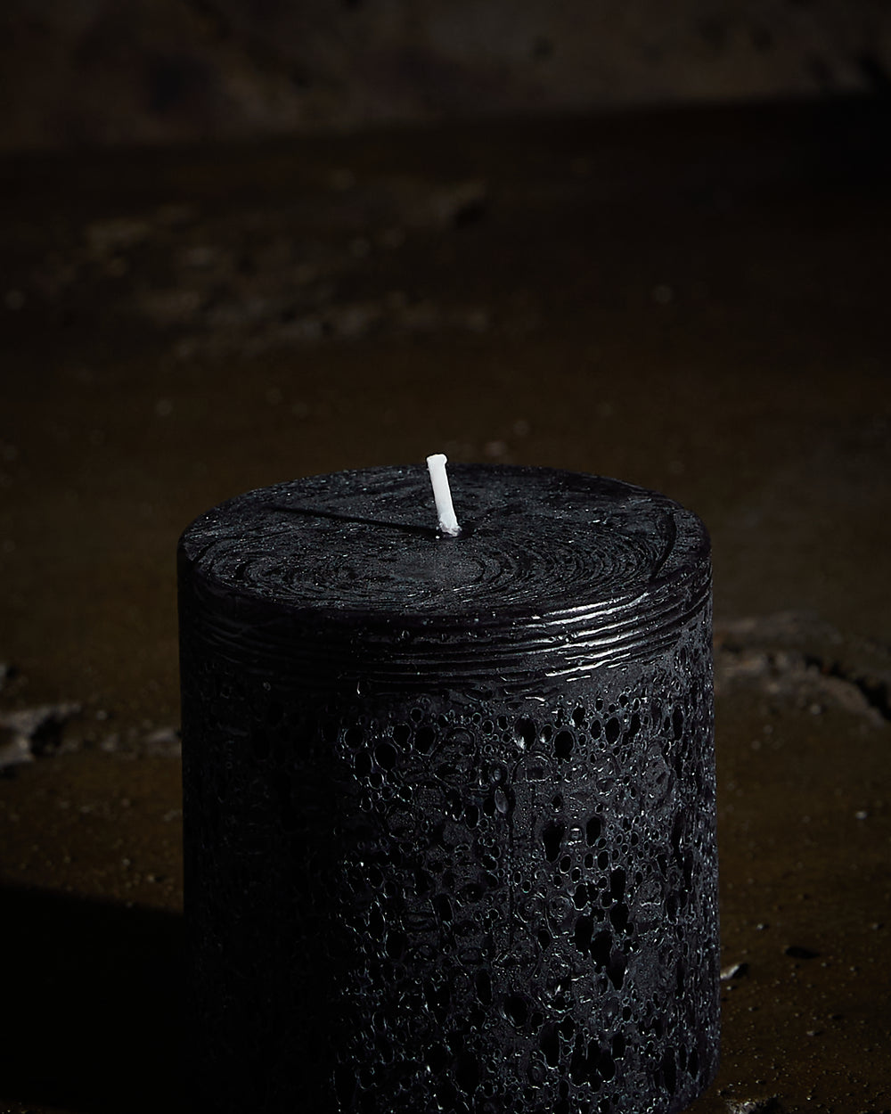 Textured Pillar Candles Black Small