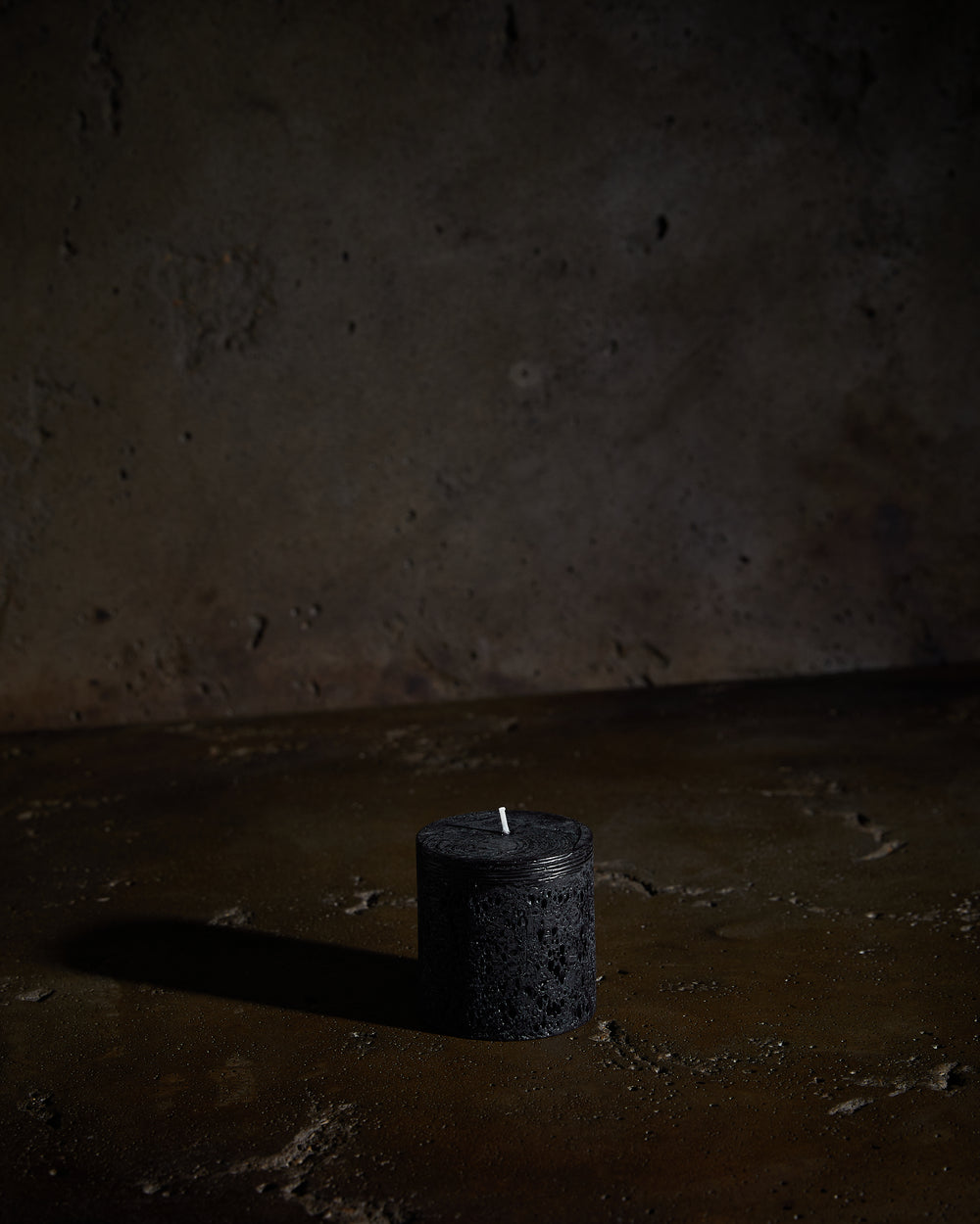 Textured Pillar Candles Black Small