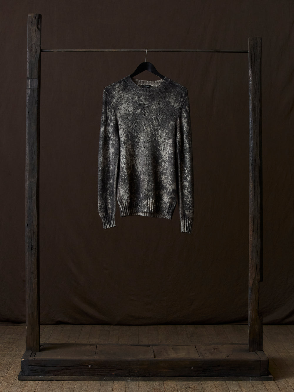 Salt Effect Round Neck Off Gauge Pullover Taupe