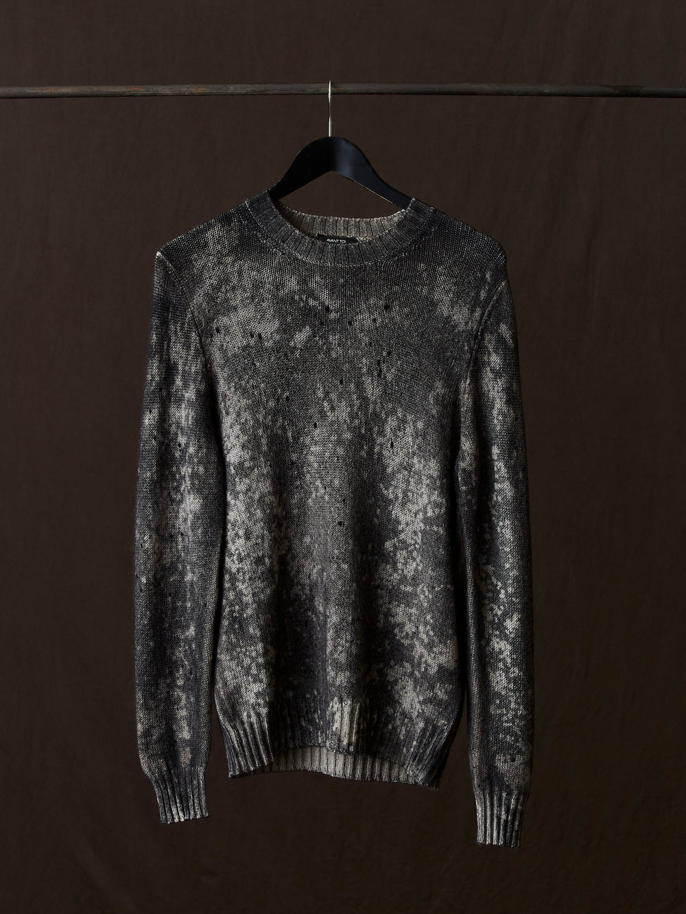 Salt Effect Round Neck Off Gauge Pullover Taupe