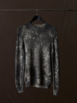 Salt Effect Round Neck Off Gauge Pullover Taupe