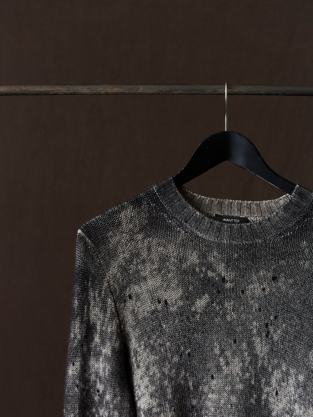 Salt Effect Round Neck Off Gauge Pullover Taupe