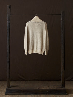 Hand Painted High Neck Ribbed Cardgian w/ Zip Taupe