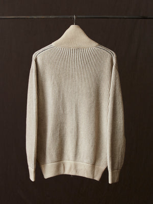 Hand Painted High Neck Ribbed Cardgian w/ Zip Taupe