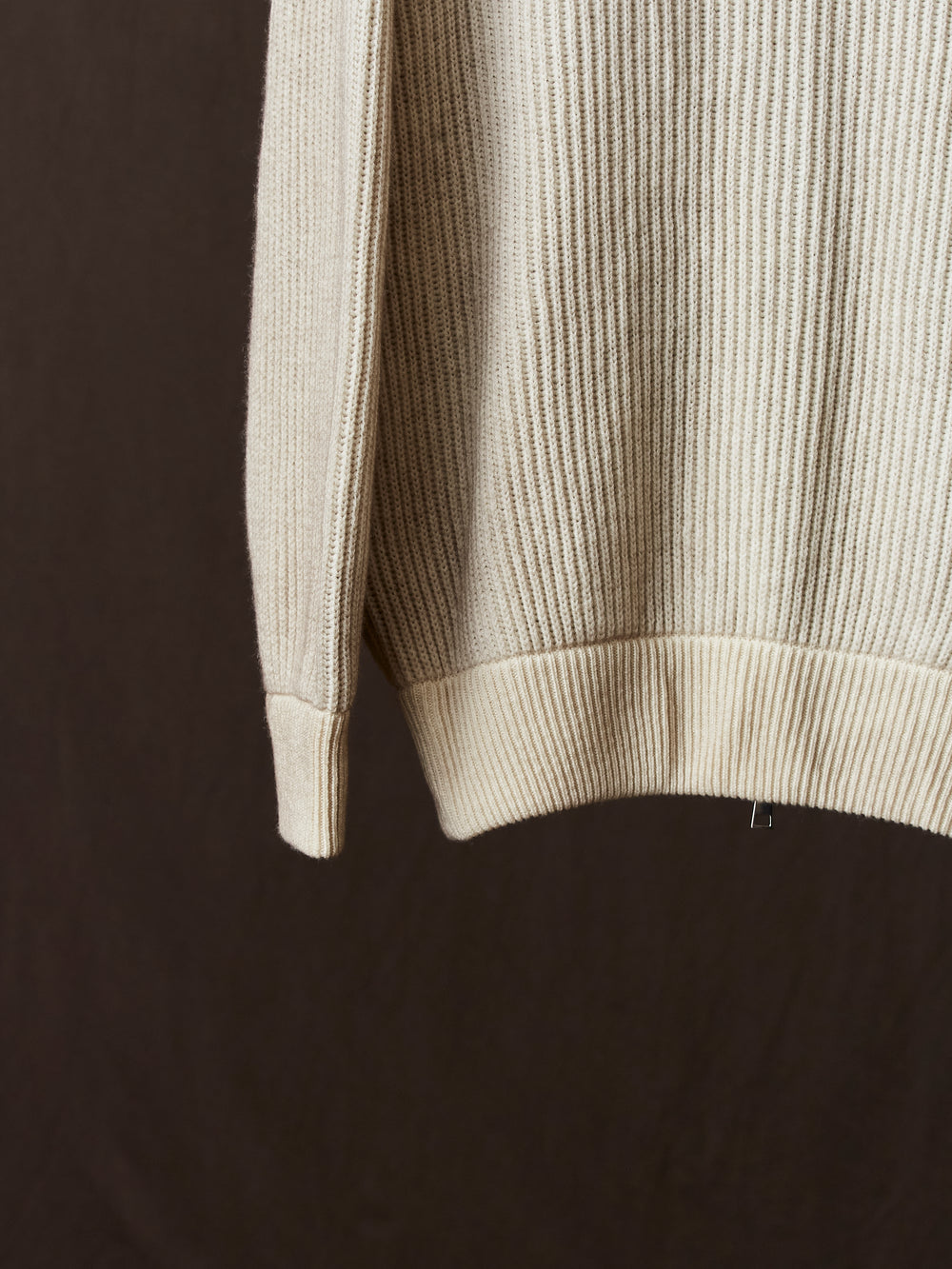 Hand Painted High Neck Ribbed Cardgian w/ Zip Taupe