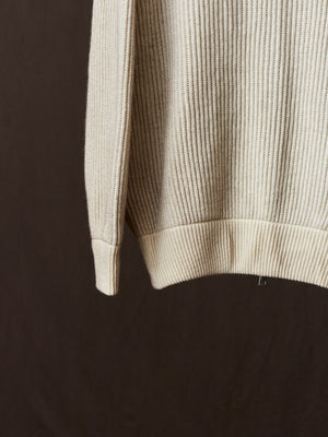 Hand Painted High Neck Ribbed Cardgian w/ Zip Taupe