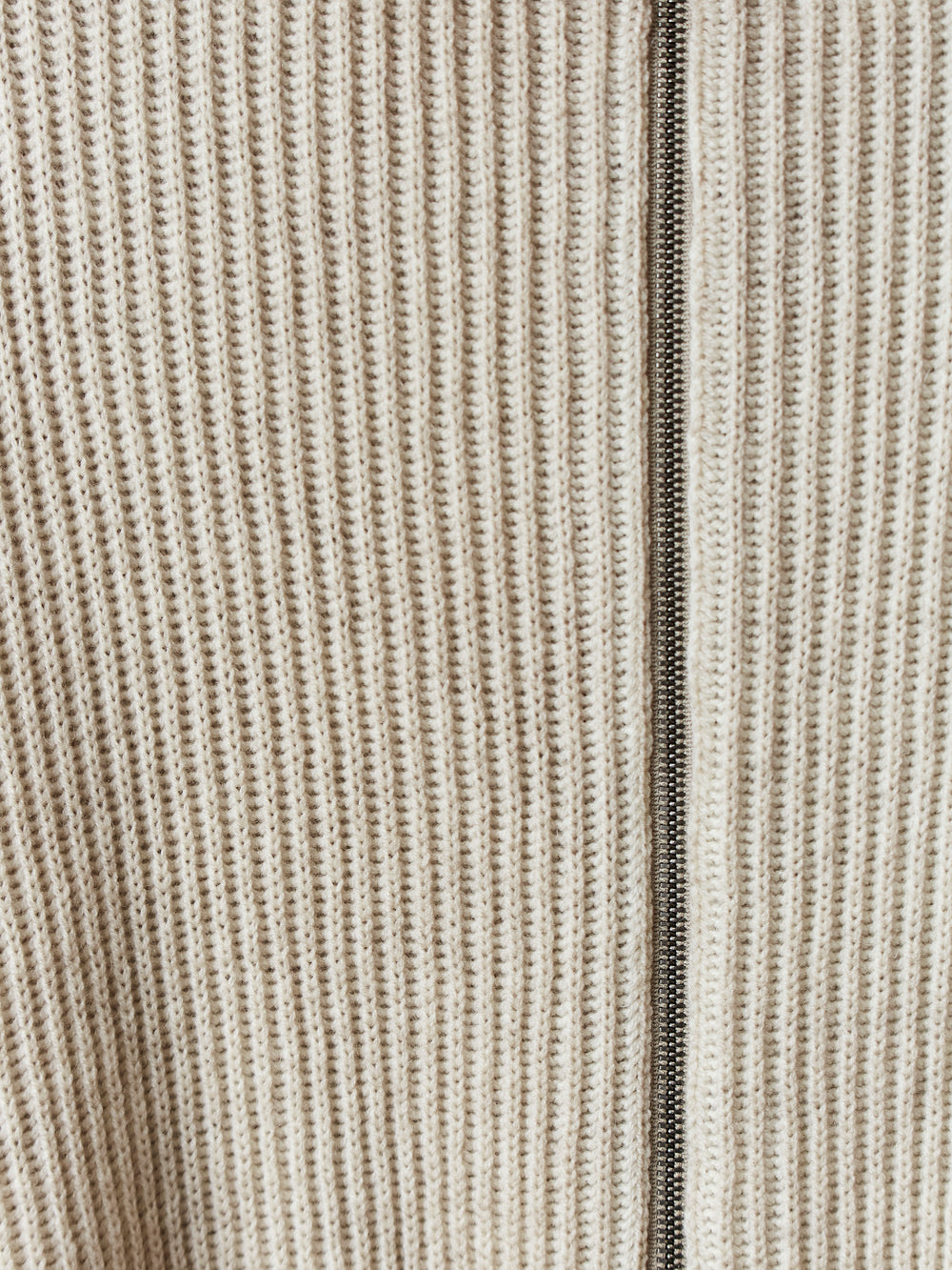 Hand Painted High Neck Ribbed Cardgian w/ Zip Taupe