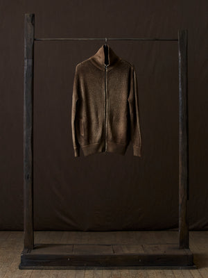 Hand Painted High Neck Ribbed Cardgian w/ Zip Yak