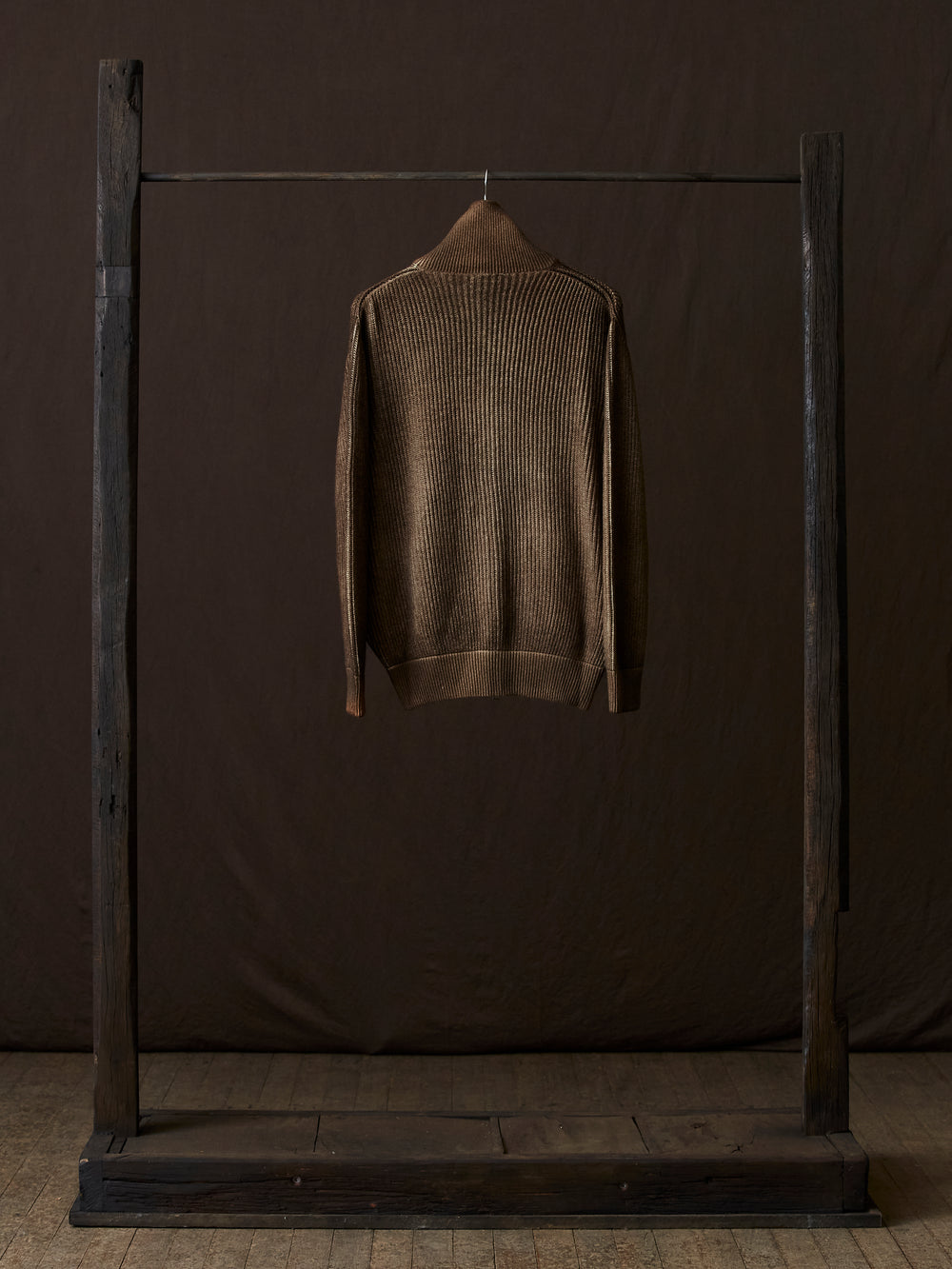 Hand Painted High Neck Ribbed Cardgian w/ Zip Yak