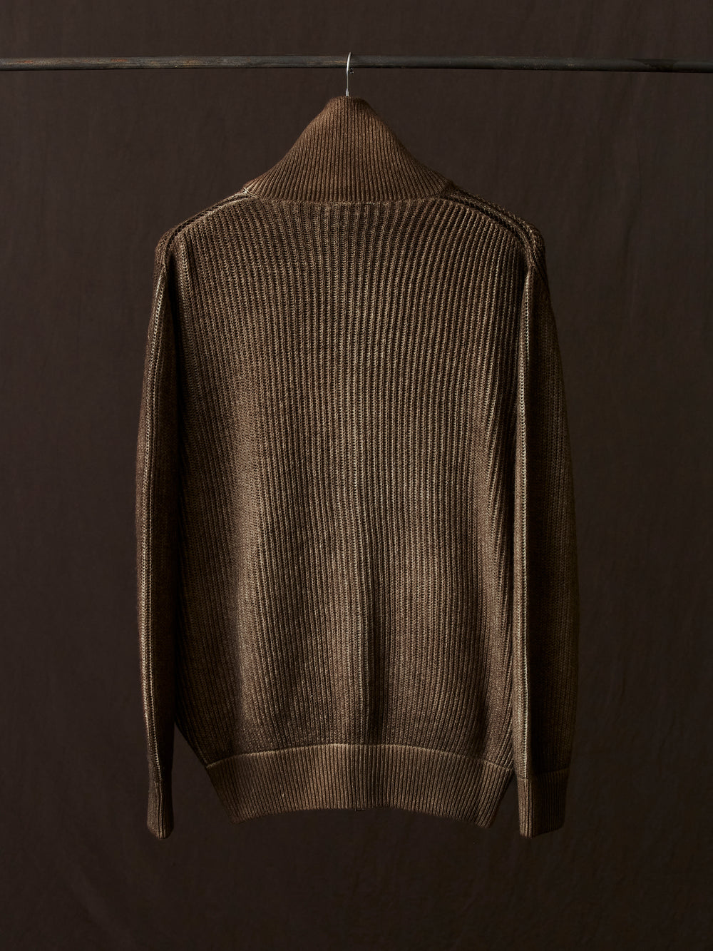Hand Painted High Neck Ribbed Cardgian w/ Zip Yak