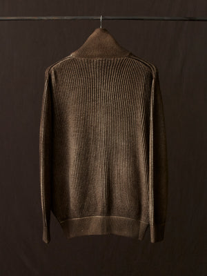 Hand Painted High Neck Ribbed Cardgian w/ Zip Yak