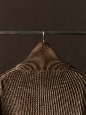 Hand Painted High Neck Ribbed Cardgian w/ Zip Yak