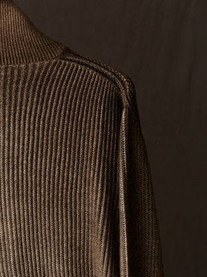 Hand Painted High Neck Ribbed Cardgian w/ Zip Yak