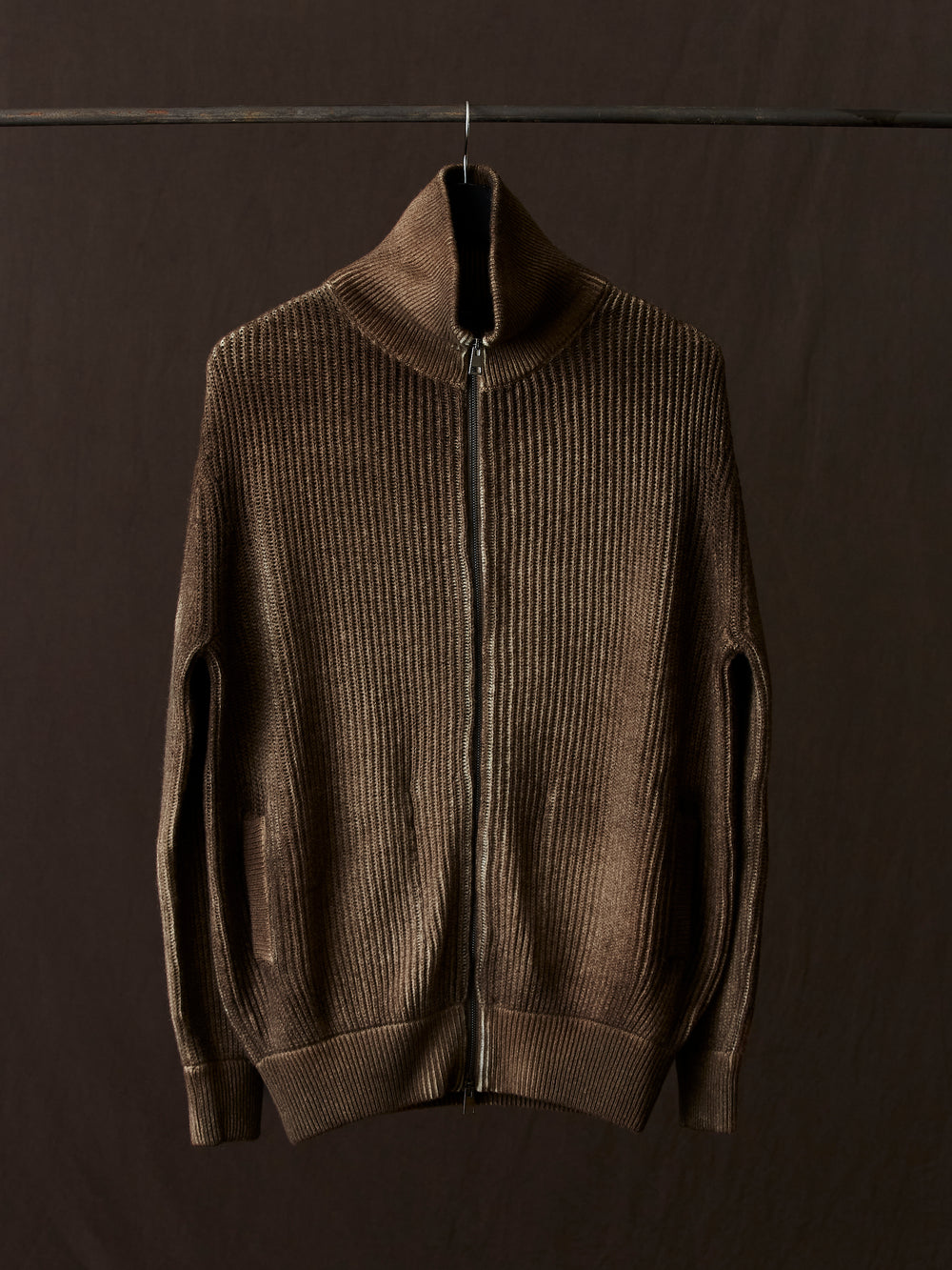 Hand Painted High Neck Ribbed Cardgian w/ Zip Yak