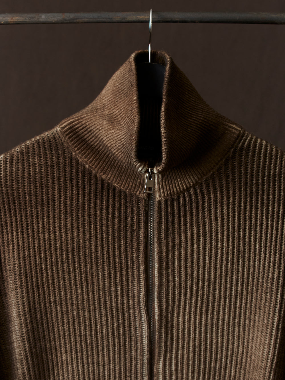 Hand Painted High Neck Ribbed Cardgian w/ Zip Yak