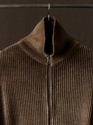 Hand Painted High Neck Ribbed Cardgian w/ Zip Yak