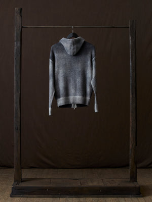 Hand Painted Brushed Zip Hooded Cardigan N/Taupe