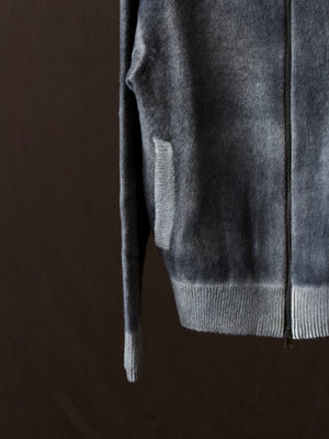 Hand Painted Brushed Zip Hooded Cardigan N/Taupe