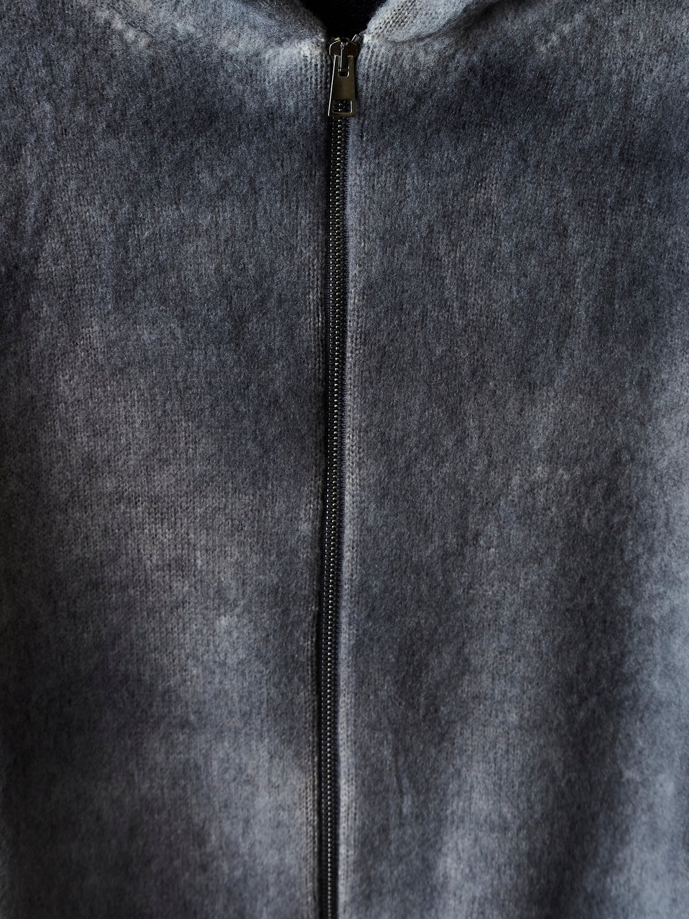 Hand Painted Brushed Zip Hooded Cardigan N/Taupe