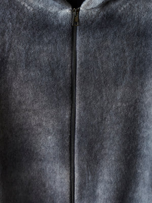 Hand Painted Brushed Zip Hooded Cardigan N/Taupe